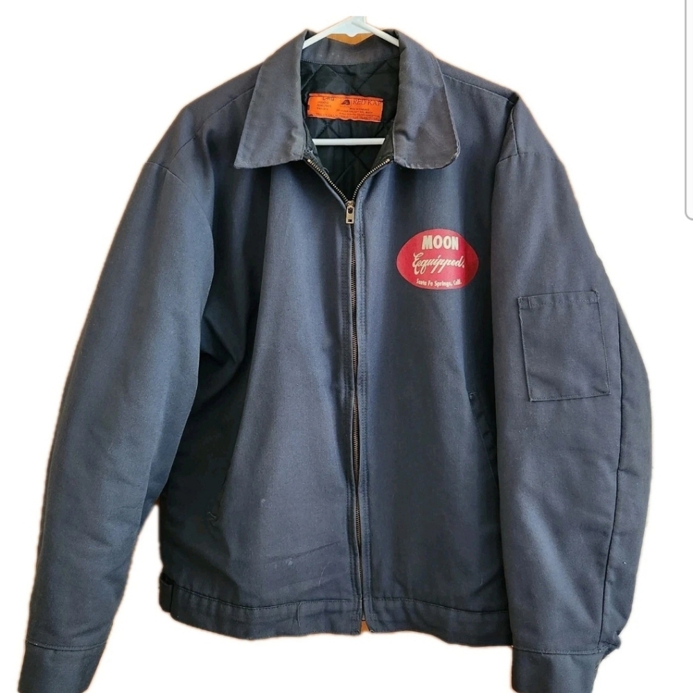 🎈SOLD🎈70 80s Red Kap Racing"Moon Equipped" Mechanic Jacket Quilt Lining Large - Picture 4 of 4